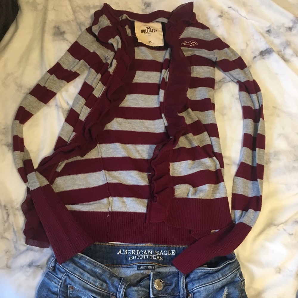 hollister striped cardigan